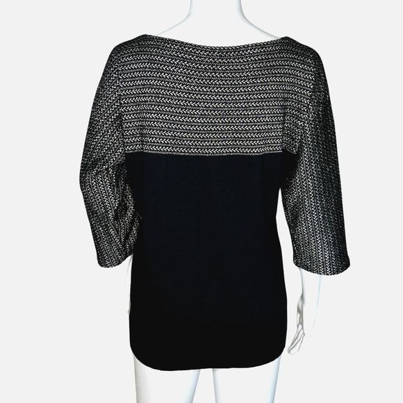 Lauren Ralph Lauren Sweater Women Small Black Silver Metallic Casual Edgy Preppy - Picture 4 of 7